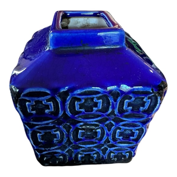 Vintage 70s Retro Mid Century Cobalt Blue Ceramic Vase - Picture 4 of 12